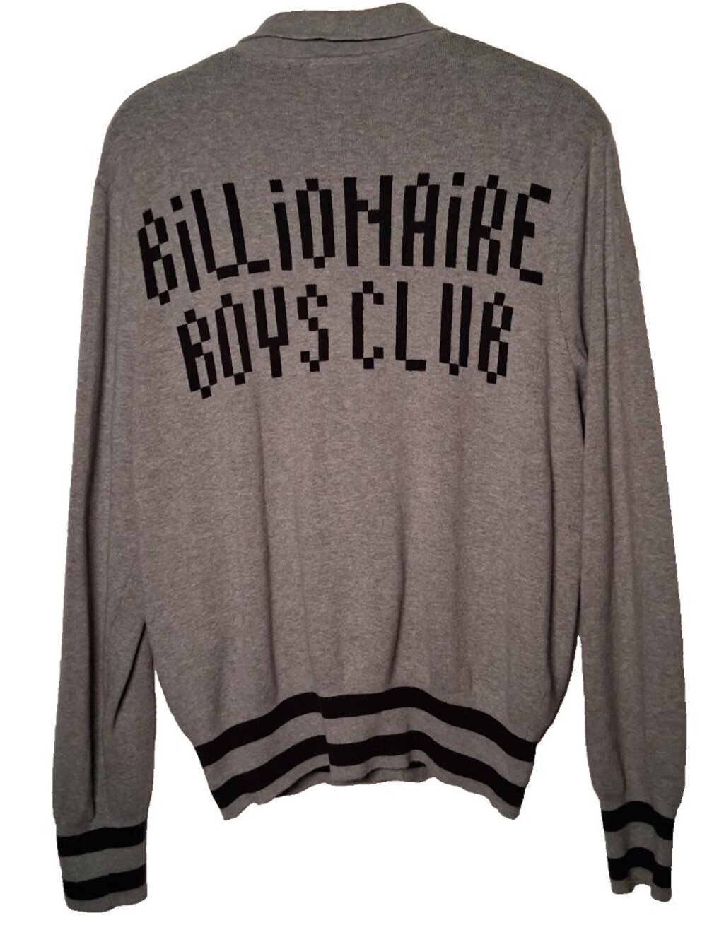 Billionaire Boys Club Cardigan Sweater Men L Gray Cotton Collared Button Preppy